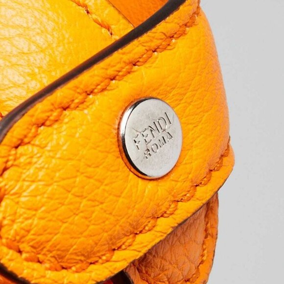 Fendi Orange Pebbled Leather Small Peekaboo Iseeu XCross Satchel Bag 7VA582 - Picture 8 of 12